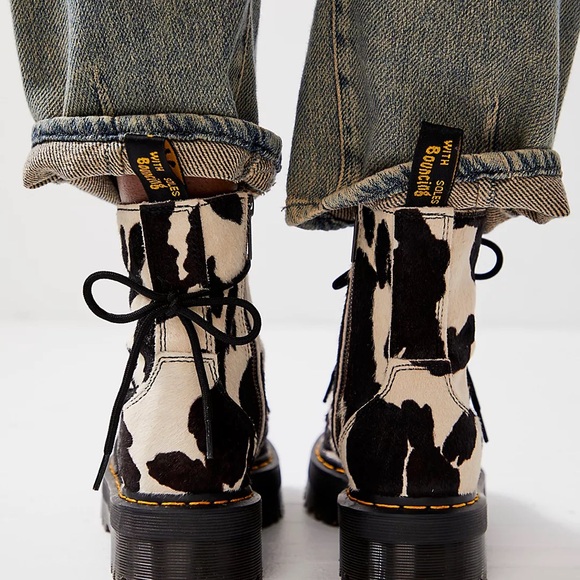 Doc Martens Jadon Hair-On Cow Print Platform Boots - Picture 3 of 11
